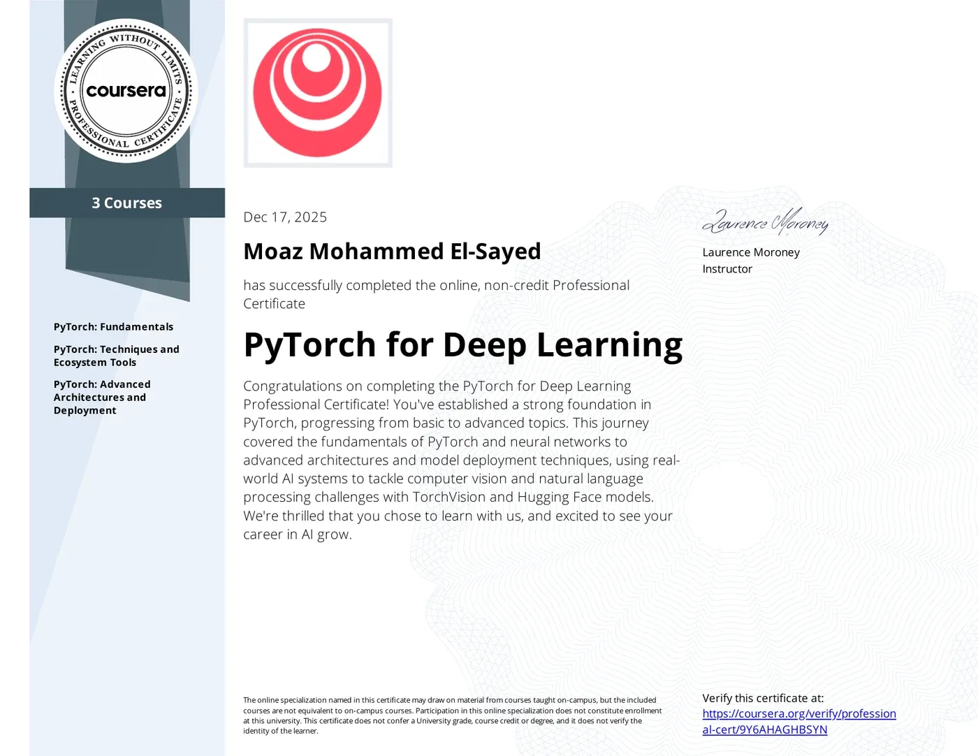 Preview of PyTorch for Deep Learning Professional Certificate
